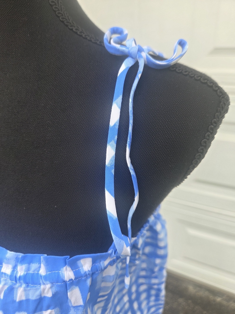 Lilly Pulitzer Blue White Check Print Tie Strap Cami Tank Top Size L - Picture 8 of 12